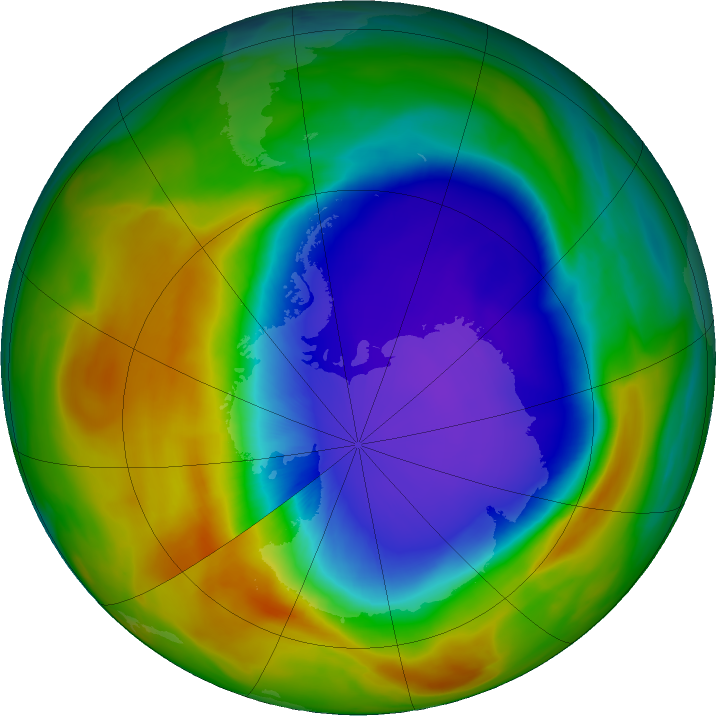 Antarctic ozone map for 14 October 2024